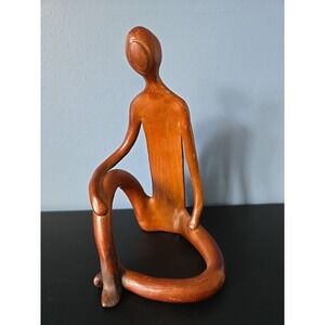 Vintage MCM Glazed Terra Cotta Ceramic Nude Resting Sculpture